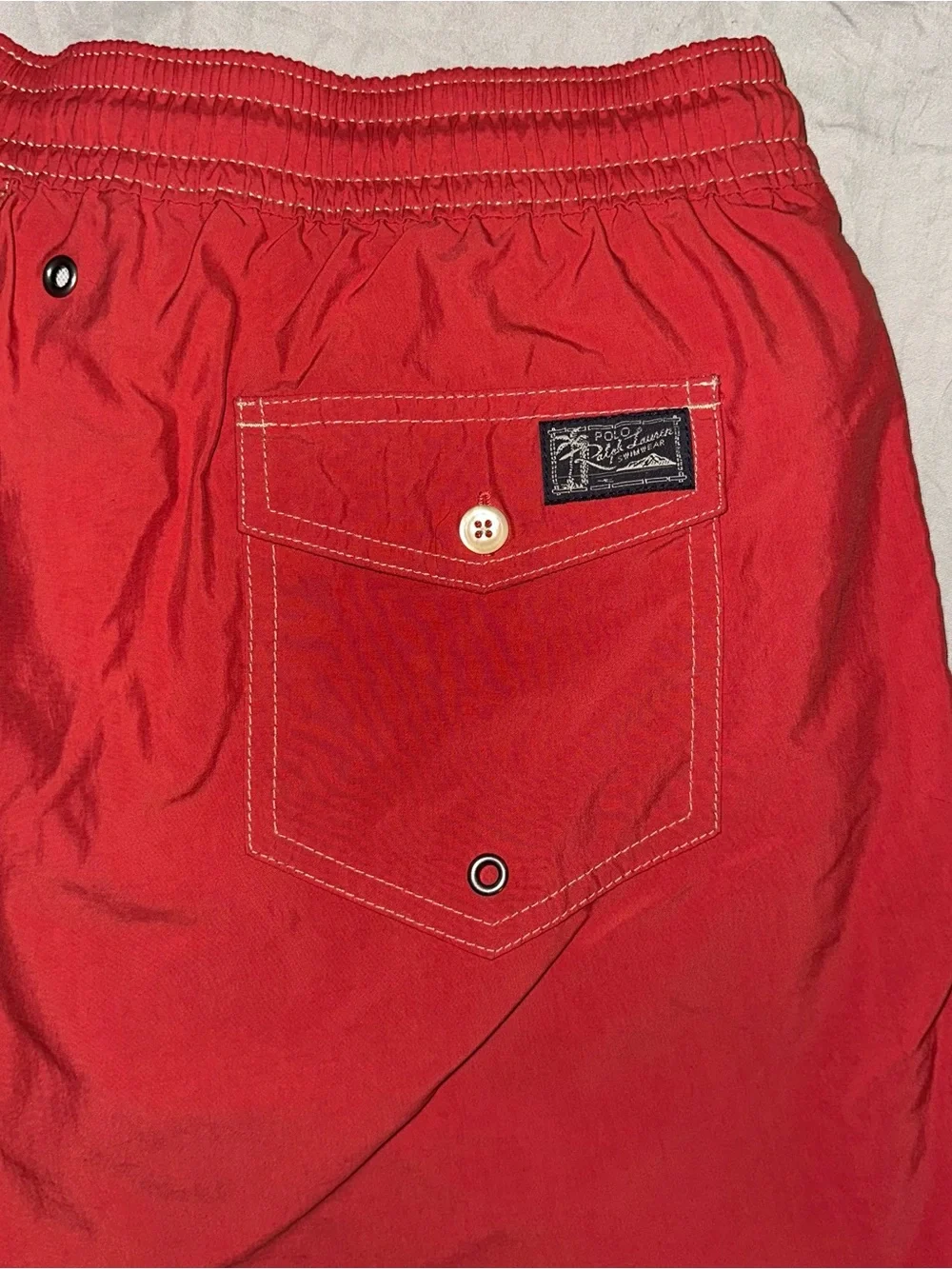 Vintage 90s Polo Ralph Lauren Swim Trunks Red Floral Waistband Shorts Mens XL